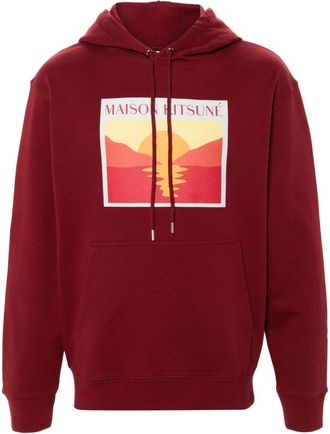 Maison Kitsuné Sunset Postcard cotton hoodie - men - Cotton - S - Red