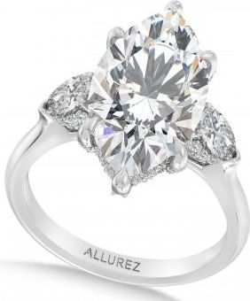 Allurez Marquise Lab Diamond Engagement Ring 14K White Gold (6.00ct)