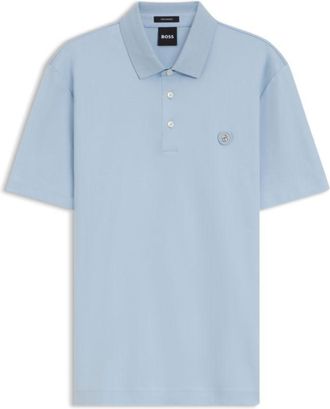 BOSS Mercerized-cotton polo shirt with Double B monogram