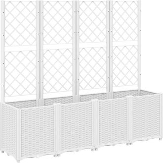 vidaXL Jardinera Con Enrejado Pp Blanco 160x40x140 Cm Vidaxl