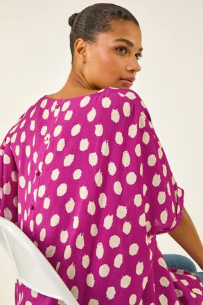 Roman Polka Dot Button Back Top