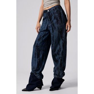 Desigual Hight Waist Barrel Legs Jeans in Dark Blue at Nordstrom, Size 40
