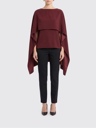 Alberta Ferretti Long Asymmetric Satin Cape with Short Sleeves