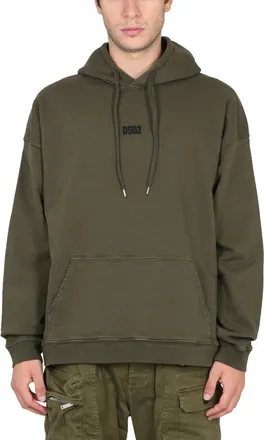 Dsquared2 Mens Sweatshirt With Mini Logo - Dark Green Cotton - Size X-Large