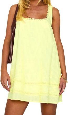 Generic Women Lace Trim Mini Dress Ruffle Flowy Babydoll Cami Dress Boho Spaghetti Strap Loose Slip Dresses