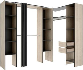 Dmora Gran Armario Bestone, Muebles de dormitorio, Vestidor, Armario de ropa, 234x141 h205 cm, Antracita y Roble - Dmora