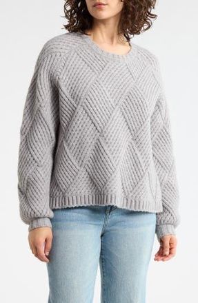 Elodie Diamond Knit Sweater in Heather Grey at Nordstrom Rack, Size X-Large