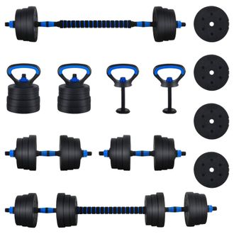 vidaXL Juego De Mancuernas 4 En 1 30kg Negro Y Azul Vidaxl