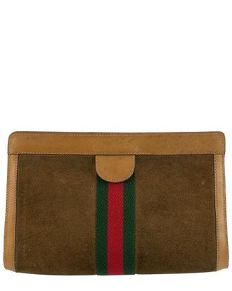 Gucci Brown Suede Clutch (Authentic Pre-Loved)