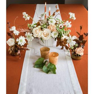 Solino Home Linen Table Runner for Dining Table, Holiday and Everyday Table Decor - Classic Hemstitch in White at Nordstrom, Size Xx-Small