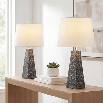 Jonathan Y Designs Owen Contemporary Resin LED Table Lamp in Dark Gray Terrazzo at Nordstrom