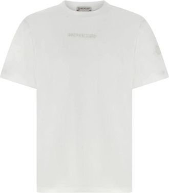 Moncler Wit Logo Patch T-shirt - Heren - T-shirts - Wit - XL - Katoen - Tops