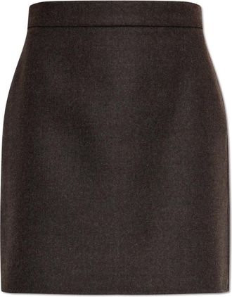 Max Mara Falda de Lana Acinoso - Skirts - Mujer - Marr&oacute;n - 2XS