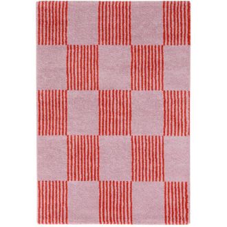 Sweeek Checkerboard interior rug red and pink, Fergew, 230x160 cm