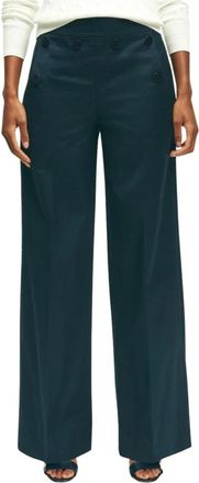 Brooks Brothers Marineblauwe Katoenen Twill Wijde Zeemansbroek - Dames - Wijde Broeken - Blauw - 3XS - Katoen - Broeken
