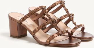 Valentino Garavani Sandalo Slider Rockstud In Vitello Metallizzato 60Mm Donna BRONZE 35.5