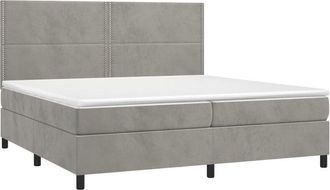 vidaXL Vidaxl - Cama Box Spring Colch&oacute;n Y Led Terciopelo Gris Claro 200x200 Cm