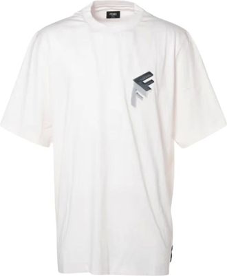 Fendi Tops, Heren, Wit, S, Katoen, Oversized katoenen T-shirt