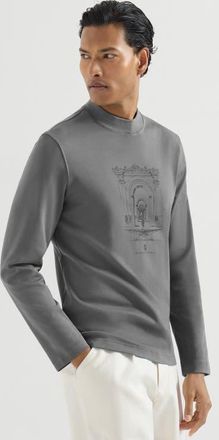 Brunello Cucinelli Cotton interlock T-shirt with print in Medium Grey at Nordstrom, Size Xxx-Large Eu