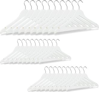 Relaxdays Pack 60 Perchas Ropa Con Gancho Giratorio, Madera, Blanco, 44,5 Cm De Ancho