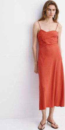 Mango Abito midi con scollo a incrocio rosso - Donna - XS - MANGO