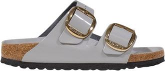 Birkenstock Grijze Leren Slippers