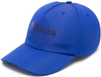 Alexander McQueen Blue Graffiti Logo Baseball Hat