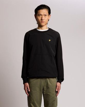 Lyle & Scott Half Raglan Hybrid Long Sweatshirt in Jet Black at Nordstrom, Size Xx-Large