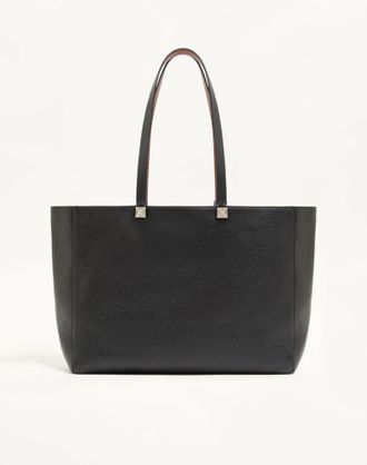 Valentino Garavani Tote Piccola Rockstud In Vitello Stampa Alce Reversibile Uomo NERO/SELLERIA UNI