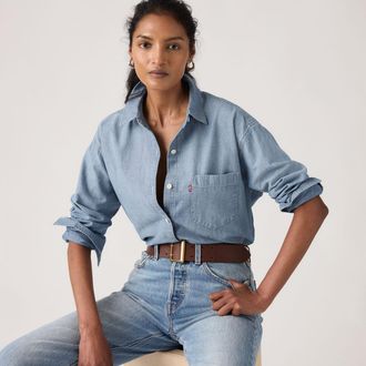 Levi's Harlie Boyfriend Shirt - Womens - XS - Blue