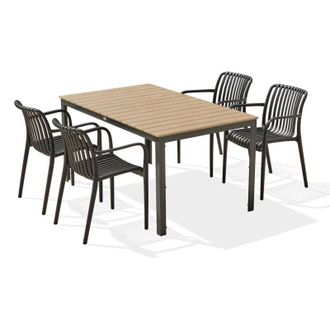 DCB Garden Boston - Conjunto De Comedor De Jard&iacute;n 4 Plazas De Aluminio Dcb Garden