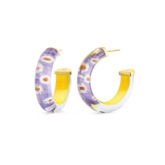 Gold & Honey Womens Daisy Illusion Hoop Earrings In Purple