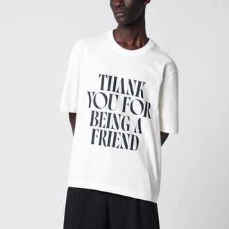 Ami T-shirt bianco crema in jersey di cotone pesante