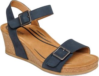 Aetrex Womens Lexa Quarter Strap Wedge In Navy