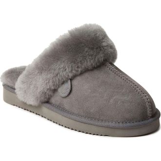 Dearfoams Fireside Sydney Genuine Shearling Scuff Slipper in Grey at Nordstrom, Size 6.5