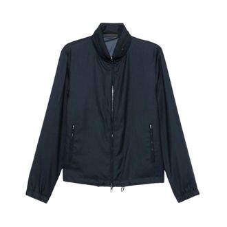 Giorgio Armani Icon Blouson - Heren - Bomber jackets - Blauw - M - Leer - Jassen