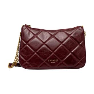 Twinset Tassen, Dames, Paars, ONE Size, Leer, Liliane Gewatte Tas van Leer