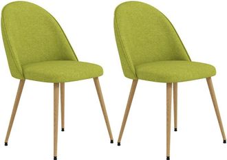 HOMCOM Homcom - Pack De 2 Sillas De Comedor Sillas De Cocina Tapizadas De Tela De Lino Con Patas De Acero Para Sal&oacute;n Carga 120 Kg 50x52x83 Cm Verde