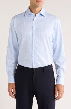 Nordstrom Traditional Fit Check Premium Non-Iron Cotton Dress Shirt in Light Blue Angelo Pane at Nordstrom Rack, Size 18 - 34/35