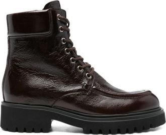 Guglielmo Rotta Bruine Enkellaarzen Verhoog Stijl - Dames - Veterlaarzen - Bruin - 40 EU - Leer - Schoenen