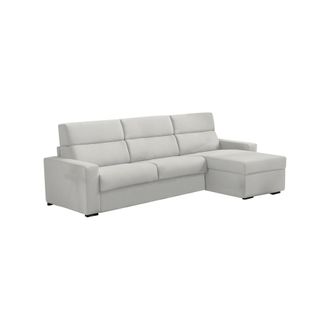 Dmora Sof&aacute; Fijo Con Chaiselongue Vigonovo, Desenfundable, Repelente Al Agua, Multiposici&oacute;n, Hecho En Italia, Lavable, 280x160 Cm Gris Claro