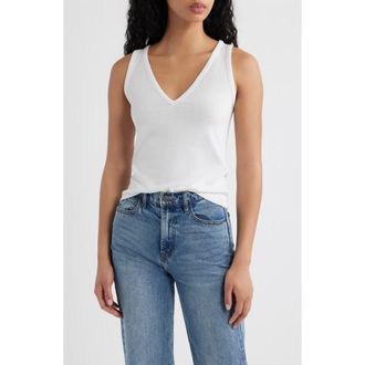 Rag & Bone The Knit V-Neck Tank in White at Nordstrom, Size X-Small