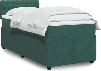 vidaXL Cama Box Spring Con Colch&oacute;n Terciopelo Verde Oscuro 90x200 Cm Vidaxl