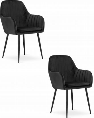 OEM Silla Lugo - Terciopelo Negro / Patas Negras X 2