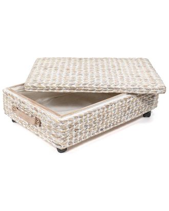 Happimess Chett Minimalist Hand-Woven Underbed Storage Bin With Wheels & Handles