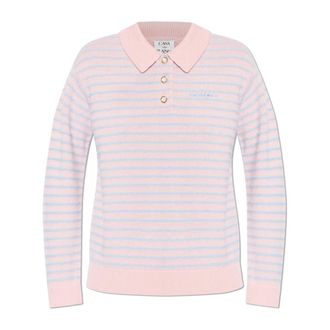 Casablanca Wollen coltrui polo met lange mouwen - Dames - V-hals truien - Roze - S - Wol - Truien & Vesten
