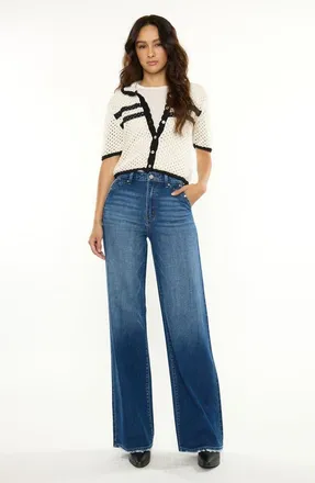 Kancan Sina Ultra High Rise Wide Jeans in Dark Wash at Nordstrom, Size 26