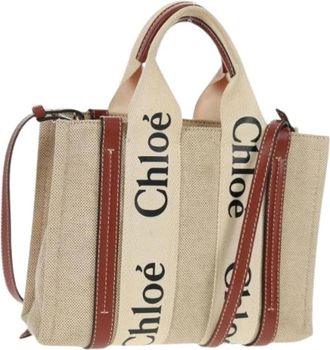Chlo&eacute; Pre-owned Canvas Handtas - Dames - Vintage Shopper - Beige - ONE Size - Leer - Vintage