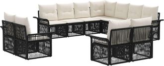 vidaXL Conjunto De Sof&aacute;s De Jard&iacute;n 11 Uds. Negro Y Blanco Crema Vidaxl