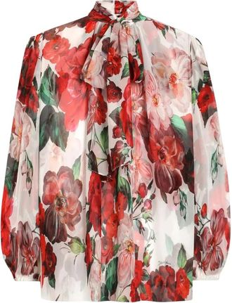Dolce & Gabbana Zijden Chiffon Bloemenshirt - Dames - Blouses - Veelkleurig - S - Chiffon - Overhemden